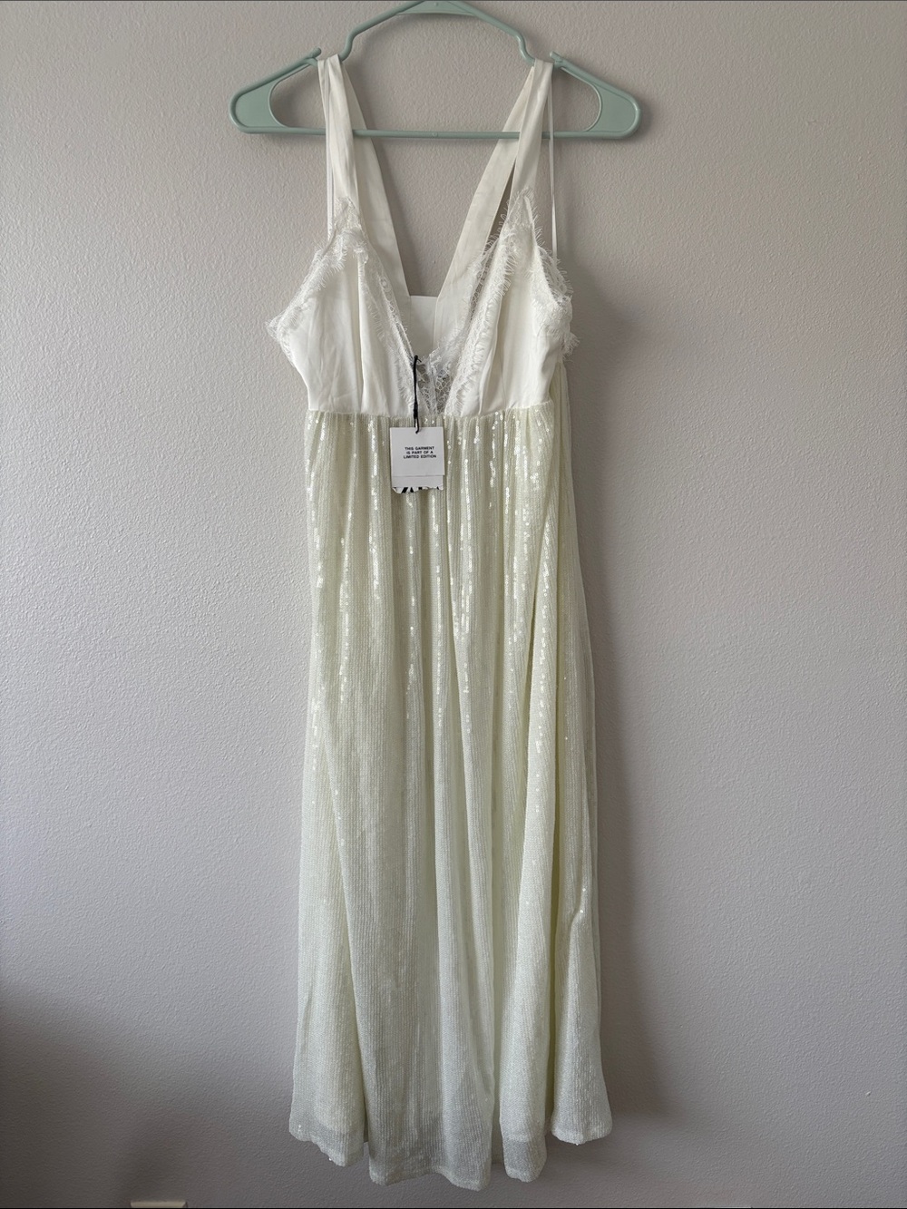 NWT ZARA WHITE SEQUIN KNIT SLIP DRESS LIMITED EDITION bridal coastal lace size S - Picture 5 of 12